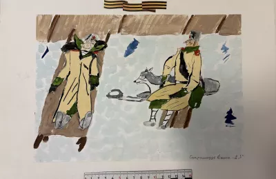 Рисунок «Солдаты на санях»