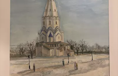 Зимний пейзаж с шатровым храмом