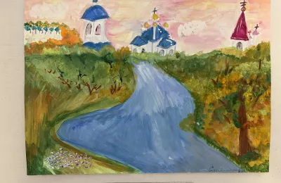 Пейзаж с церквями и рекой