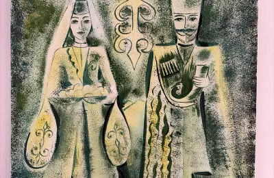 Мужчина и женщина в адыгских национальных костюмах