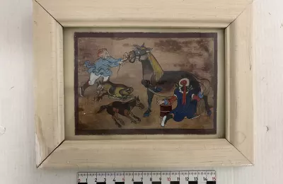 Сцена с лошадьми и людьми в восточном стиле