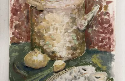 Натюрморт с котелком и луком
