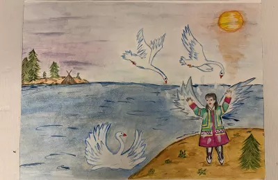 Девочка и лебеди