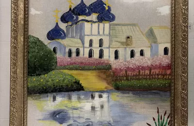 Пейзаж с церковью у воды