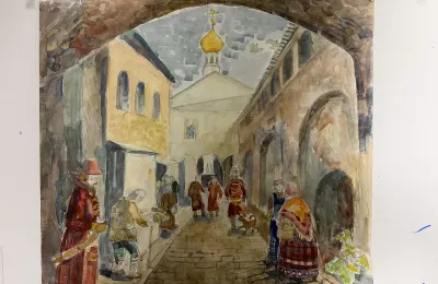 Историческая сцена в древнерусском городе